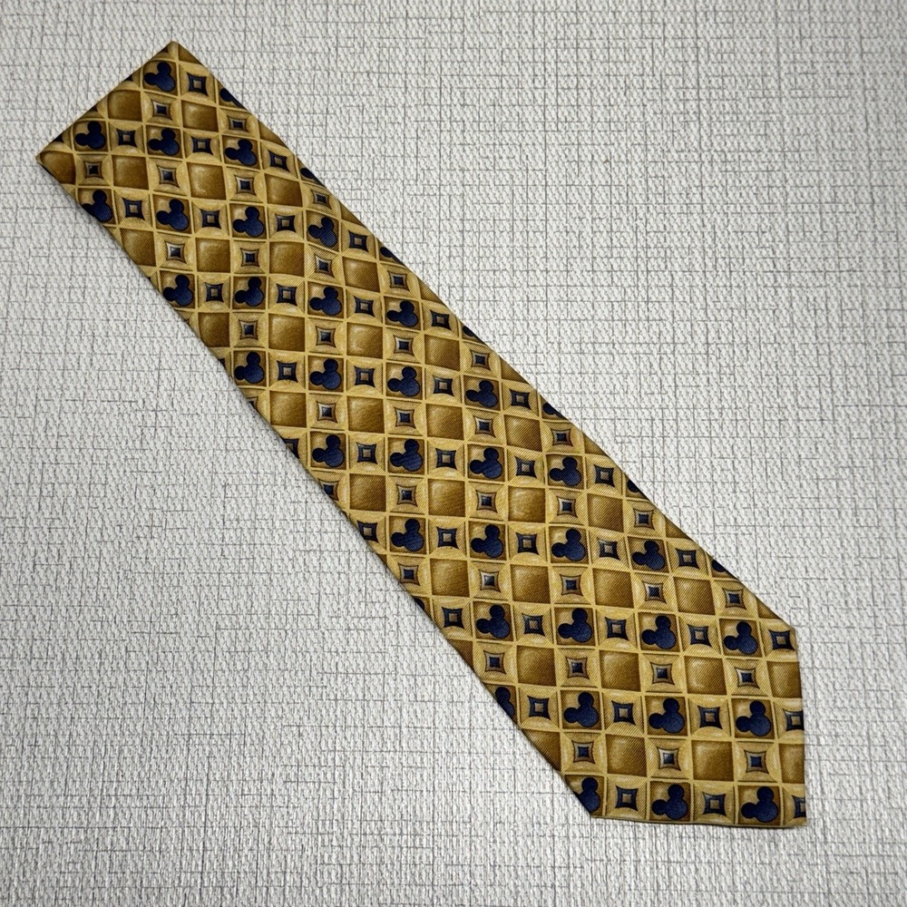 Walt Disney World Tie Mens OS Gold Mickey Mouse Geometric Silk Character Formal